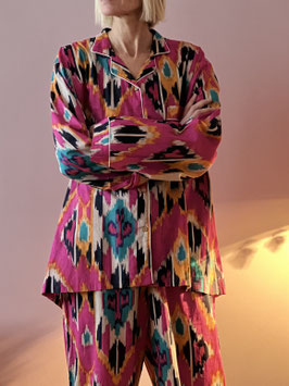 oops SOLD Long Pyjama Set - Pink Ikat