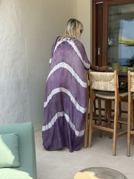 Lilac Silk Kaftan Tie-Dye Floral Fantasy