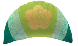 "Flower Green" - kleines Halbmondkissen