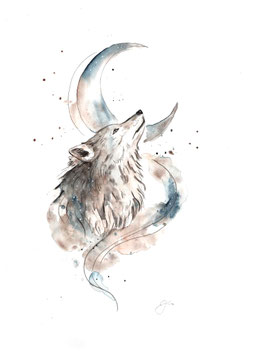 Wolf und Mond