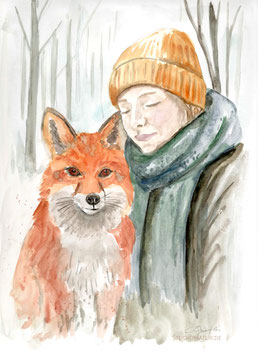 Frau mit Fuchs