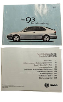 Betriebsanleitung Modelljahr 2000  Saab 9.3 YS3D