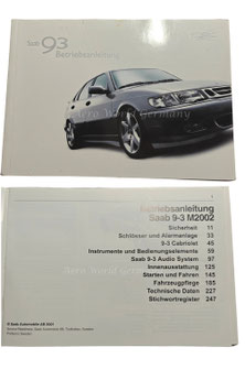 Betriebsanleitung Modelljahr 2002  Saab 9.3 YS3D