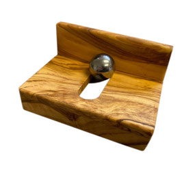 Vistenkartenhalter aus Olivenholz mit Stahlkugel
