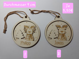 Anhänger Kugel mit Elch 3D, verschiedene Motive