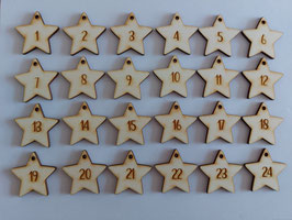 24 Sterne-Anhänger für den Adventskalender