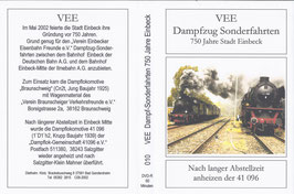 VEE Dampfzug Sonderfahrten / 750 Jahre Stadt Einbeck