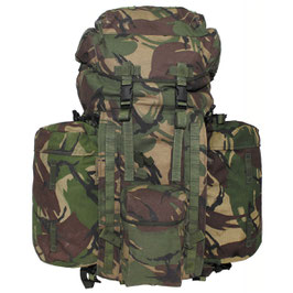 Art.-Nr.: 630380 Brit. Rucksack, "PLCE LONG", Seitentaschen, DPM tarn, gebr.