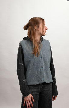 Teddyfell Weste Rauchblau