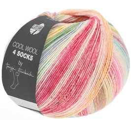 Cool Wool 4 Socks Print 7757 Hellgrau/Weinrot/Ockergelb