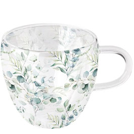 Taza de vidrio de doble pared HOJAS DE EUCALIPTO