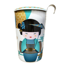 Taza -Termo  con infusor LITTLE GEISHA azul
