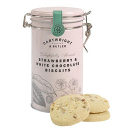 Galletas de mantequilla con FRESAS Y TROZOS DE CHOCOLATE BLANCO Cartwright & Butler