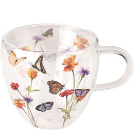 Taza de vidrio de doble pared BUTTERFLY GARDEN