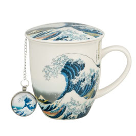 Taza con tapa y filtro de bola LA GRAN OLA DE HOKUSAI ¡Nuevo!