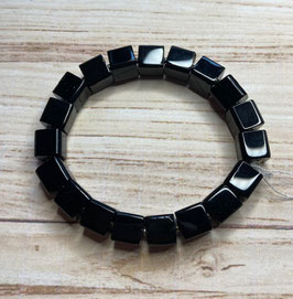 Onyx Würfel Armband, Würfel 10 mm, elastisch Stretchband 19 cm lang - ohne Deko