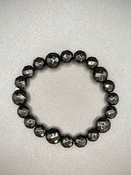 Onyx Kugel Armband, facettiert, Kugeln 10 und 12 mm, elastisch Stretchband 20 cm lang - ohne Deko