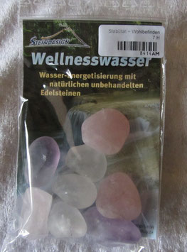 Wellnesswasser  Trink-Mischung  8414AM - Trommelsteine Amethyst    Bergkristall    Rosenquarz