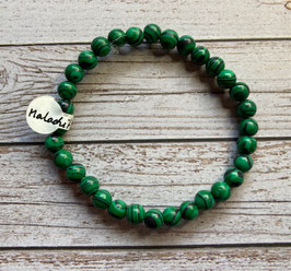 Malachit Kugelarmband, 6 mm Kugeln, elastisch Stretchband 19 cm lang - ohne Deko