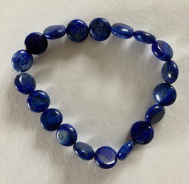 Lapislazuli Linsen Armband, echte Steine, Linsen 10 mm,  elastisch Stretchband 20 cm - ohne Deko