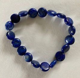 Lapislazuli Linsen Armband, echte Steine, Linsen 10 mm,  elastisch Stretchband 20 cm