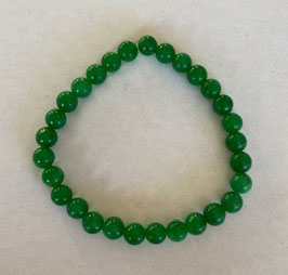 Jade dunkelgrün, 6 mm Perlen, Armband 19 cm lang, elastisch Strechband - ohne Deko