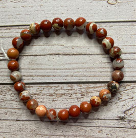 BrekzienJaspis rot  Kugelarmband 6 mm, Länge 18 cm elastisch Stretchband ohne Deko