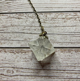 Merkaba Pendel Bergkristall, Chakrapendel acht Spitzen, 30 mm mit 18 cm langer Pendelkette