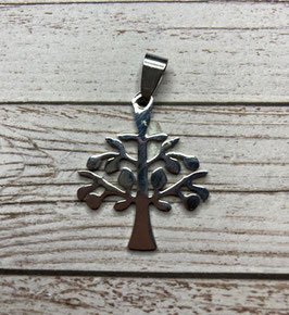 Lebensbaum Baum des Lebens, Edelstahl, 37 x 28 mm einschließlich silberfarbiger Öse,  silberfarbig