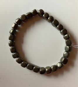 Pyrit Würfelarmband, Würfel 5 x 5 mm, Länge 19 cm lang, elastisches Stretchband - ohne Deko
