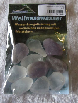 Wellnesswasser-Trinkmischung Kristallklar Amethyst, Bergkristall Edelsteinmsichung  8414CM - Trommelsteine