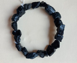 Tektit Rohstein Nugget Armband, Steine ca. 10 x 8 mm, 19 cm lang, elastisch Stretchband - ohne Deko