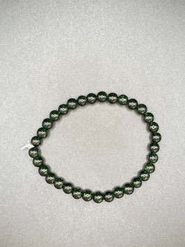 Grünfluss Kugel Armband,  6 mm Kugeldurchmesser, elastisches Strechband, 19 cm lang - ohne Deko