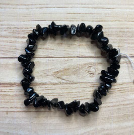 Obsidian schwarz, Splitterarmband, mittlere Splitter, 20 cm, elastisch Stretchband