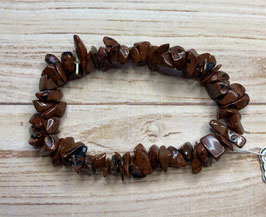 Mahagoniobsidian Splitterarmband, mittlere Splittergröße,  18 cm lang, elastisch Stretchband - ohne Deko