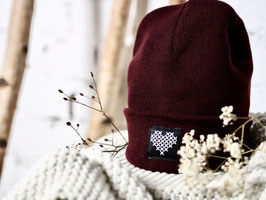 "Heart"-Beanie bordeaux