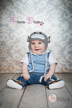Babymütze Jungen Äffchenmütze ab 3 Monate grau/blau