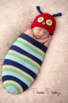 Newborn Outfit Häkel Set Raupe bis ca. KU 39/40cm
