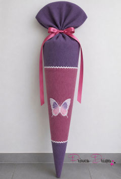 Musselin Schultüte personalisiert Schmetterling beere/violett