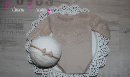 Spitzen Romper beige und glitzer grau