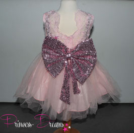 Neu! Princess-Kleid rosa mit Pailetten & 3D Schleife 1-3 Jahre