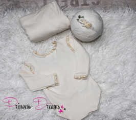 Set*: Rüschen Romper creme uni for Girls/Pucktuch & HB