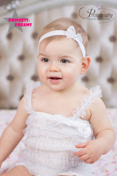 Glitzer Rüschenbody Baby weiß