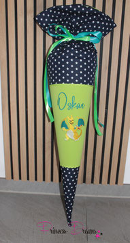 personalisierte Schultüte "Oskar" mit Glurak 70cm inkl. Rohling