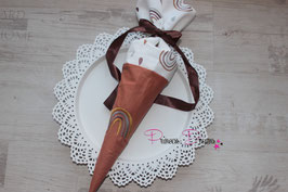 Zuckertüte aus Stoff Regenbogen braun 35cm