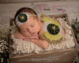 Newbornshooting Set Flügel Grün/Gold ab Newborn