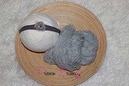 Set 11:  Neu! Strick-Mohair Musterwrap grau & SHB grau