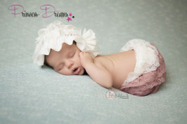 Baby Mädchen Rüschenmütze ivory bis ca. 2 Jahre