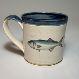 Matt Burton Pottery, Blue Fish Mug