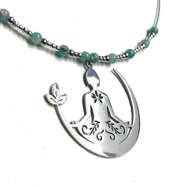 COLLIER AMAZONITE D'AFRIQUE & BOUDDHA